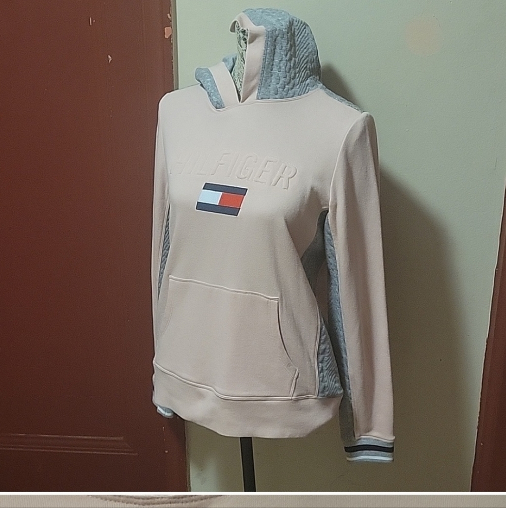 Tommy Hilfiger Sport Quilted Gray and Pink Hoodie Size P/S